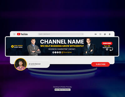 Modern YouTube channel cover banner design banner channel channel art cover header modern youtube banner youtube youtube banner