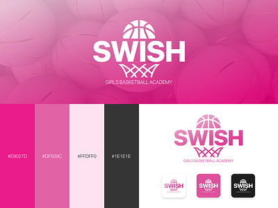 SWISH Girls Basketball Academy Logo & Branding academy basketball basketball adamy basketball branding basketball logo basketball net logo pink logo sports logo