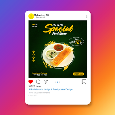 Food Instagram post design, social media promotion, Instagram adobe illustrator adobe photoshop banner design branding brochure design design facebook post flyer flyer design graphic design instagram post logo poster design social media design vector