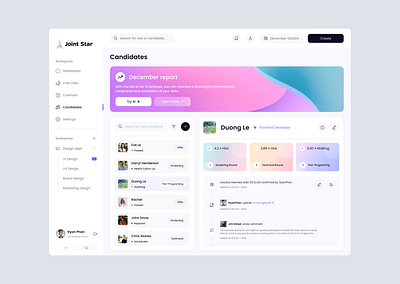 Dashboard - Joint Star Interview graphic design ui