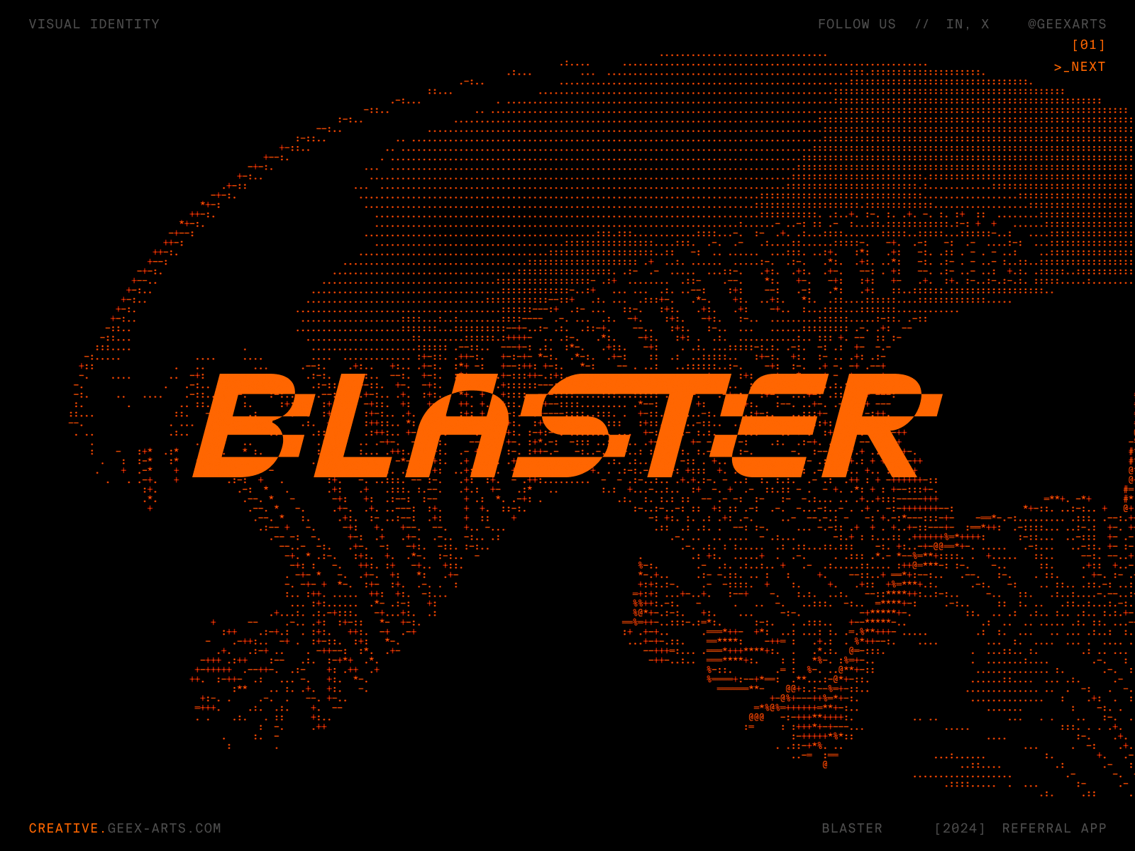 Blaster Logo 3d alien app ascii branding code crypto design gaming icon identity illustration logo logo guide refferal xenomorth