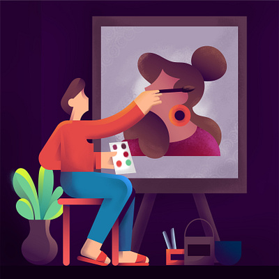 A man painting branding graphic design