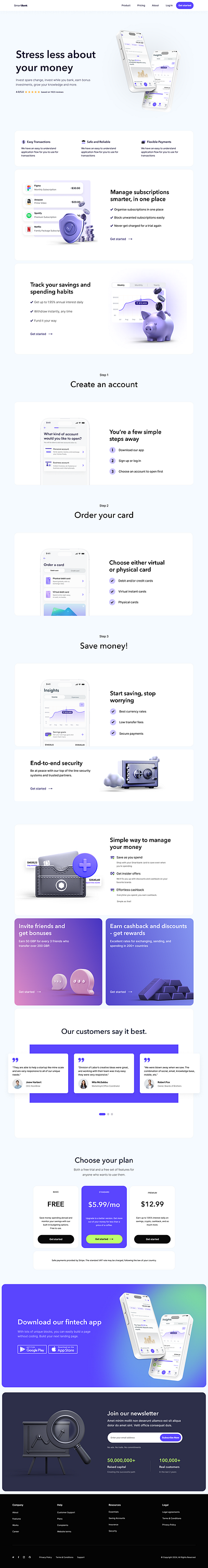 Landing Page (Fintech App) app crypto fintech interface ui webdesign