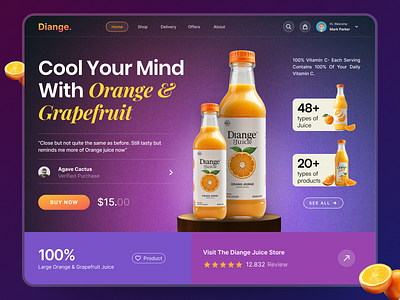 Diange - Healthy Juice Shop Landing Page Website design diet food and drink healthy food healthy lifestyle homepage juice shop landing page modern nutrition shop ui ui design ux web web design website website design