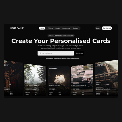 Create your own personalised cards - Banking Web UI banking banking ui modern layout modern webdesign ui uiux ux web web layouts webdesign website