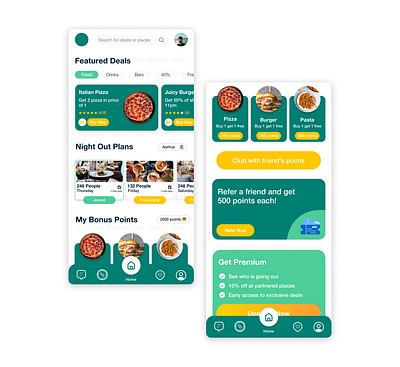 Restaurant Reservation App branding clean typography discount badge highlights food image showcase graphic design minimalist layout prominent ctas responsive design restaurant card design simple navigation ui vibrant color scheme