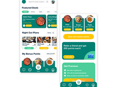 Restaurant Reservation App branding clean typography discount badge highlights food image showcase graphic design minimalist layout prominent ctas responsive design restaurant card design simple navigation ui vibrant color scheme