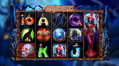 Mystic themed online slot animation casino casinogames gambling game art game design gaming illustration onlineslots slot design slot machine slotgames slotmakers slotopaint.com slotsforsale