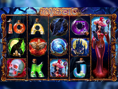 Mystic themed online slot animation casino casinogames gambling game art game design gaming illustration onlineslots slot design slot machine slotgames slotmakers slotopaint.com slotsforsale