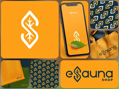 eSaunaShop / sauna products and accessories shop bath branding creation esaunashop gedasmeskunas glogo graphicdesigner leaf leaves logo sauna shop stylescape towel vector visualidentity yellow