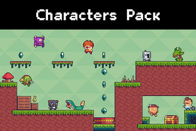 The Pack of Tiny Pixel Characters for Platformers 2d art asset assets character characters game game assets gamedev heroes illustration indie indie game monster pixel pixelart pixelated platformer set tiny