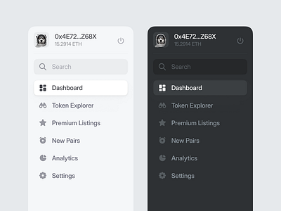 Sidebar Exploration blockchain coin crypto finance side bar sidebar ui user interface wallet
