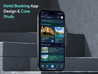 Hotel Booking App Ui Ux Desing adobe xd app app design booking case study figma hote booking app hotel ui ui design ux