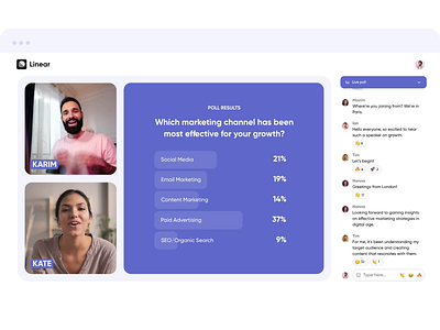 Poll on stream animation chat contrast engagement event interaction live livestorm poll restream session stats stream ui video viewer votes voting webinar youtube