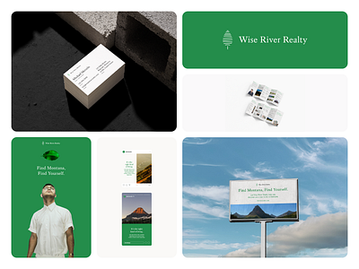 Wise River Realty - Direction 2 abstract bento box branding branding and identity clean design dribbble graphic design grid identity layout leaf logo logo design minimal modern nature simple visual identity visuals