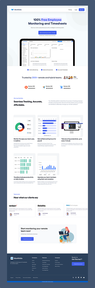 Workfolio - Website UI Design branding illustration lan landing page product design ui uiux website design