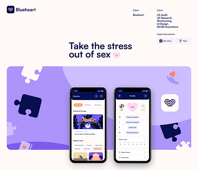 BLUEHEART - MENTAL HEALTH MOBILE APP DESIGN branding color scheme designing figma marketing mockup ui ux user interface