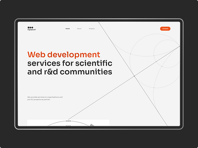 Homepage Website Design | Services for Science Communities accent color clean website consulting services data analysis grey modern design orange product design science scientific web development website design