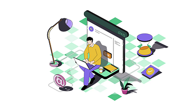 Freelance Work Isometric 2D Animation 2d animation flat freelance freelancer illustration internet tools isometric man modern office motion online job remote work self employment task time management work work environment work from home working outside