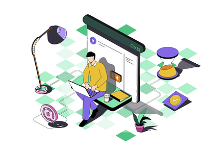 Freelance Work Isometric 2D Animation 2d animation flat freelance freelancer illustration internet tools isometric man modern office motion online job remote work self employment task time management work work environment work from home working outside