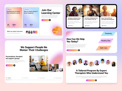 Mental health website branding kit branding creative design figma health website healthcare landing page design meditation mental health ui ux website design