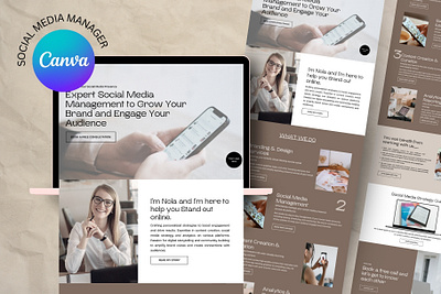 Social Media Manager Website Design Template | Canva branding mobile design professional website