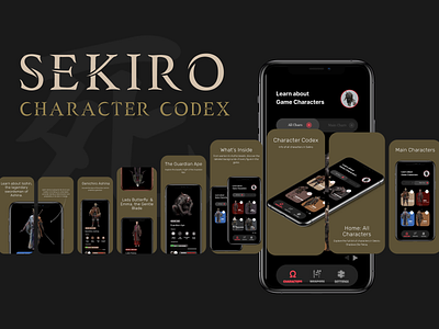 Sekiro Shadow Die Twice: Character Codex UI Design app branding design graphic design illustration logo typography ui ux vector