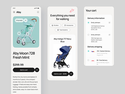 Baby stroller e-commerce baby design ecommerce mobile online shop stroller ui userexperience ux