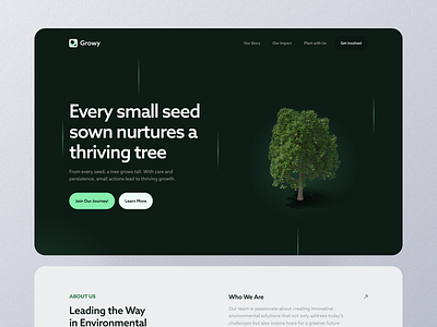 Growy - Landing Page design figma green landing page shots sustainability tree ui website