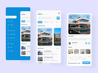 House Rental App: UI Design app app design app ui design graphic design gui home house rental app simple ui ui uiux website ui