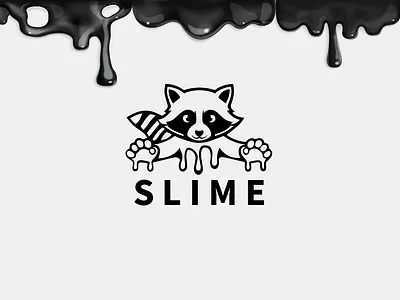 Logo for slime abstract animal animal logo cute design emblem graphic design illustration logo logo design logomark logotype minimal raccoon slime ui