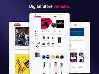 Digital Store Theme Template branding design ecommerce illustration ui web design website design website template woocommerce wordpress