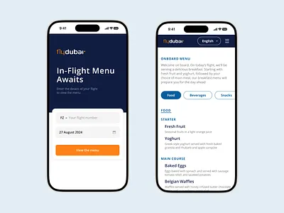 In-flight digital menu for FlyDubai Airline airline app digitalmenu interface mobile ui uxui