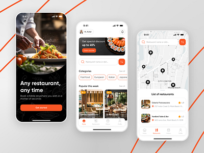 Service for booking a table in a restaurant | Mobile App booking table cafe fast food food food and drink food app foodie foodrestaurant interface meal menu mobile app mobile app design mobile design ordering reservation restaurant restaurant app ui design ux ui