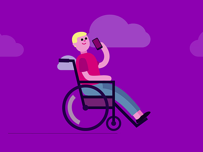 Disabled person with phone 2d animation after after effects animation cartoon character character animation disabled person illustration illustrator man motion motion graphics