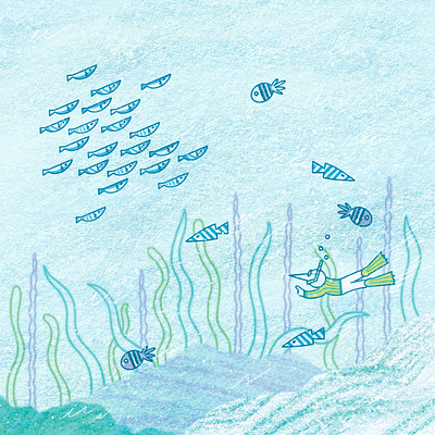 Snorkeling in the Cool Sea art artwork design fish illust illustration ipad ocean photoshop rock sea seaweed snorkling summer swim underthesea