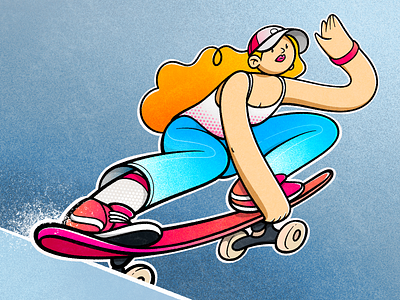 Skateboard player 🛹 artwork character character design colorful girl illustration minimal procreate skateboard sports