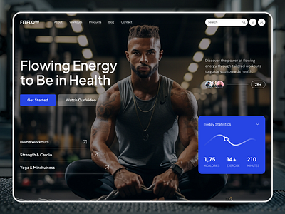 Fitflow- Fitness website UI Design body building branding design fitness fitness brand fitness hero section fitness website health website hero hero section jim website modern website ui uiux website website design website hero website hero section workout workout website