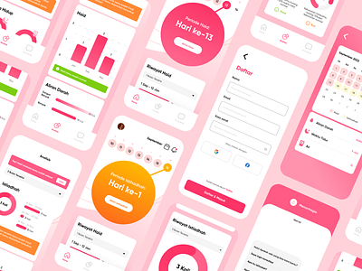 Menstruation Calendar App aesthetic app branding calendar day design elegant graphic design icon illustration login logo mobile orange phone pink soothing ui uiux ux