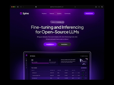 Spine - Website Landing Page ai ai agent ai generator ai startup ai tool app artificial intellegence clean creative dark dark mode design homepage landingpage llm platform saas visual art web page website