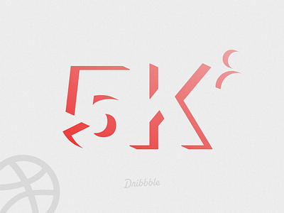 5K — thank you! 2k 5 5000 5k clicks community dribbble follower k likes milestone number person red shadow thousand typography viewer