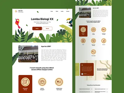 Biology Competition Website Design app chocolate competition design green illustartion landing page login nature sign up ui ux website