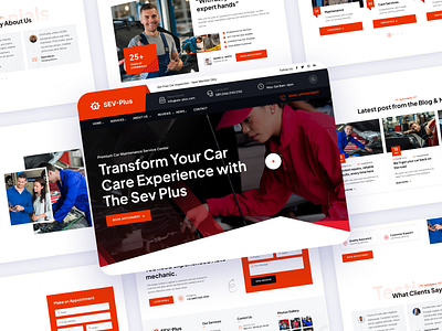 SEV-Plus | Car Maintenance Website | UX/UI Design car maintenance service car repair website figma homepage design landing page design mechanic website design uxui design website design