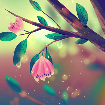 Pink Bloom adobe max cool flower illustration landscape sarah beth morgan tree