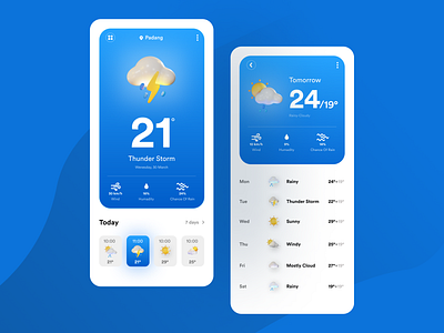 Weather App UI Design 3d app branding illustration light mobile seamles storm thunder ui ux weather