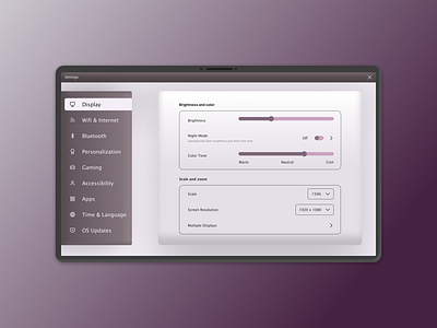 DailyUI 007 - Settings dailyui desktop display dropdown mobile settings slider ui