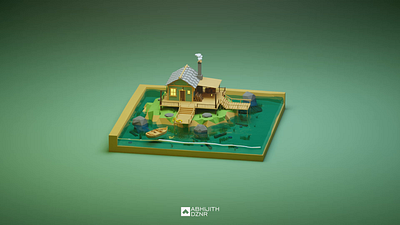 The Island House, Mini World 3d animation blender blender render branding low poly low poly world mini world motion graphics ui