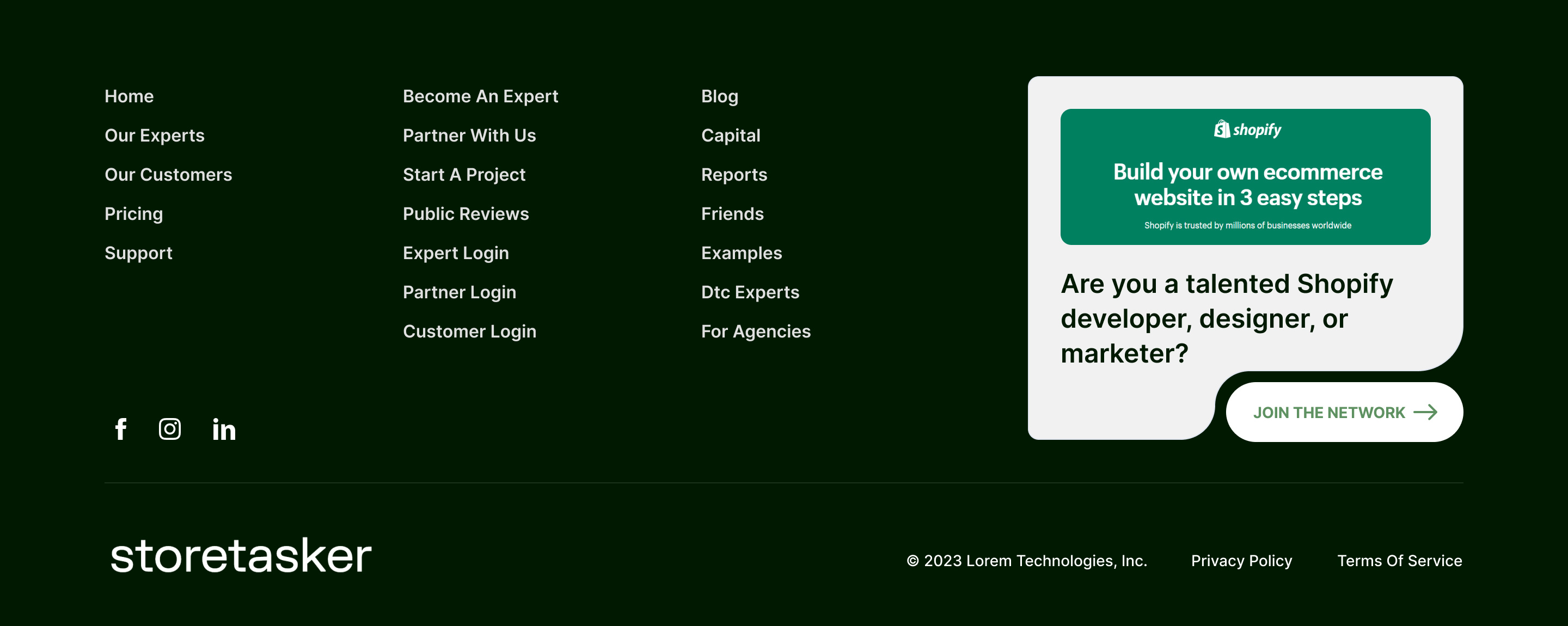 Storetasker — Updated Design— Footer section