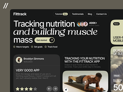 Fitness Tracker Web Design Template app screen design dashboard design fitness homepage interface landing page landing page design platform product design sport tracker ui ux web web ui workouts