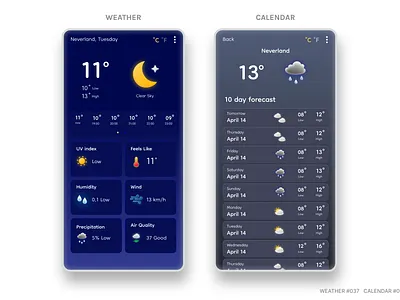 WEATHER #037 CALENDAR #038 branding dailyui ui